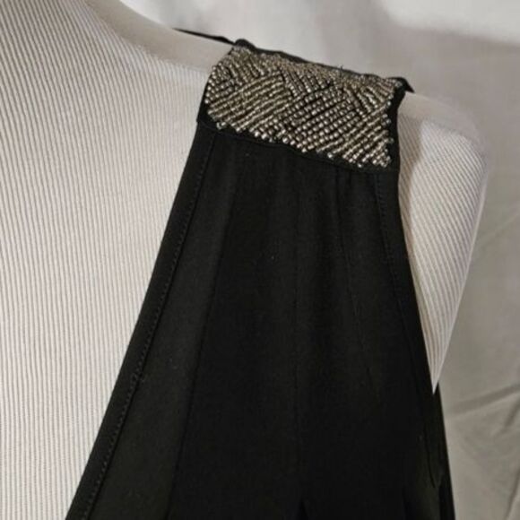Guess by Marciano Black Bead Embellished Shoulders Deep V-Neck Dressy Blouse - Picture 5 of 12